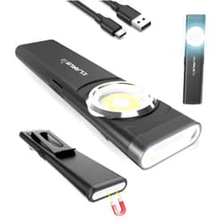 klarus E5 Rechargeable Work Light, Bright 470 Lumens Slim Flat EDC Flashlight, 8 Modes, Clip for Pocket & Hat, Magnetic Base, Portable for Inspection, Repairs, Travel, Hiking and Emergency