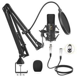 TONOR XLR Condenser Microphone, TONOR Professional Cardioid Studio Mic Kit with T20 Boom Arm, Shock Mount, Pop Filter for Recording, Podcasting, Voice Over, Streaming, Home Studio, YouTube (TC20)