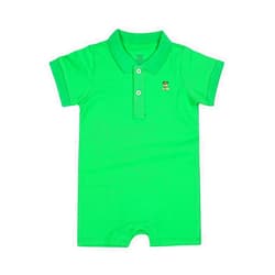 SUYEORLI Baby Polo Romper Cotton Short Sleeve Embroidery Bear Jumpsuit 3-24 Months