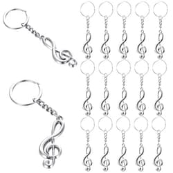 WILLBOND 24 Pcs Musical Note Key Chain Metal Keychain Small Music Teacher Pendant Sign Back to School Gift for First Day of School Christmas Gifts Women