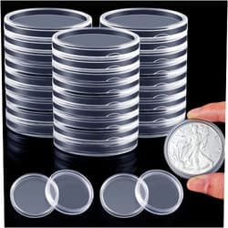 Yookeer 50 Pieces Silver Dollar Coin Holder 40.6mm Silver Bar Capsule Holders Coin Capsules for Collection Bar, Round