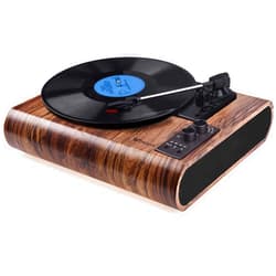 VOKSUN Record Player,Built-in Dual Channel Stereo Speakers with New Upgraded Ruby Stylus, 3-Speed Premium Retro Bluetooth Turntable Suitable for Gift Giving, with AM/FM Function.