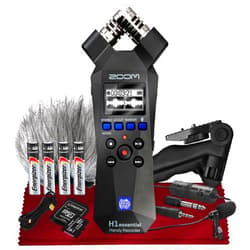 SonicSound Technologies Zoom H1essential Stereo Handy Recorder, H1 Essential (H1E) Portable Audio Recorder 32 Bit Float, USB & X/Y Microphone, 64GB SD, Tripod, Condenser Mic, Mic Muff & More for Musicians Vloggers Filmmakers