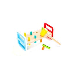 Hape Rainbow Pounder| Pounding Bench Wooden Toy with Hammer, Multicolor