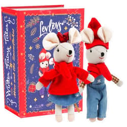 LEVLOVS Christmas Mice in Gift Box Mouse in a Box Toy Baby Registry Gift