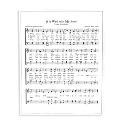 Stupell Industries It is Well with My Soul Vintage Sheet Music, Design by Lettered and Lined White Framed Wall Art, 11x14