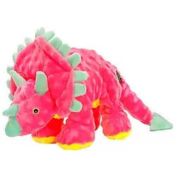 goDog Dinos Frills Squeaky Plush Dog Toy, Chew Guard Technology - Pink, Large, All Breed Sizes Large Dinos Frills (Pink)