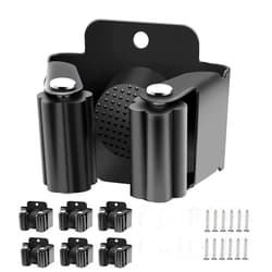 Verdenu 6 Pack Broom Holder Wall Mount, Mop Wall Mount Holder, Stainless Steel Command Broom Holder with Screws, Garden Tool Rack Wall Mount for Kitchen, Home, Bathroom, Garage Storage, Black