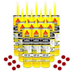 SchayCo 12 Pack Caulk Saver Caps with Case of 12 Sikaflex Self-Leveling Sealant (Gray 10.1 oz)