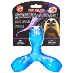 SPOT Play Strong Scent-sations Trident - Scent-Infused, Strong, Durable TPR Rubber, Heavy Duty Dog Toys for Aggressive Chewers up to 45lbs, Perfect for Puppies & Medium Breeds, 6in, Bacon Flavored