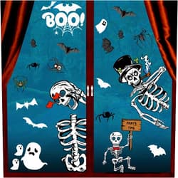 YUHENGLE 80 PCS Halloween Window Clings Halloween Window Stickers Skeleton Ghosts Bats Halloween Decorations for Windows Glass Walls Halloween Decoration Supply