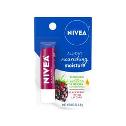 NIVEA Lip Balm, Blackberry Flavored Tinted Lip Balm Stick with Shea Butter and Jojoba Oil, 0.17 Oz, Pack of 1