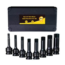 Pgroup 8 PCS 1/2 Inch Drive Allen Impact Socket Set, SAE Hex Socket 1/4