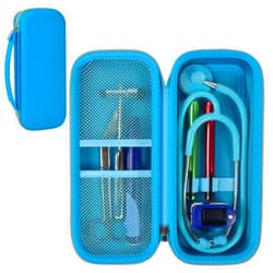 ALKOO Stethoscope Case Compatible with 3M Littmann Classic III Monitoring/Lightweight II S.E/Cardiology IV Diagnostic/MDF Acoustica Stethoscopes, Extra Pocket for Doctor & Nurse Accessories - Sky Blue