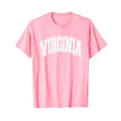 133 Apparel Virginia Virginia Arched Style Text Pink with White Print T-Shirt