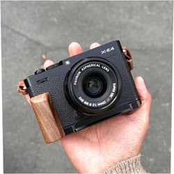 CAMINSTARRY Wood Wooden L Hand Grip Holder for Fujifilm X-E4 Fuji XE4 Camera Aluminum Alloy Baseplate