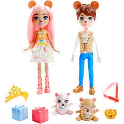 Mattel Royal Enchantimals Braylee Bear & Bannon Bear Dolls (6-in/15.2-cm) & 2 Animal Figures, Great Gift for 3 to 8 Year Old Kids