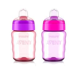 AVENT Philips AVENT My Easy Sippy Cup with Soft Spout and Spill-Proof Design, Pink/Purple, 9oz, SCF553/23 (Pack of 2)