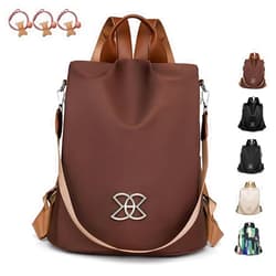 Kjsokoy Anti-Theft Large Capacity Backpack, Shoulder Bag for Women, Crossbody Lightweight Lavazza Backpack Bishe Bag (Brown)