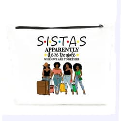 NBIAN Weekend Girls Travel Gift, Gift for Sistas Travel, Vacation Travel Makeup Bag, Women Bestie Gift, Friendship Gift, Birthday Christmas Gift, Apparently We are Trouble When We are Together