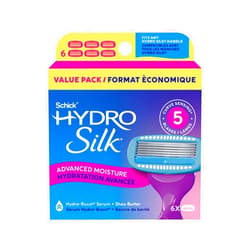Schick Hydro Silk Moisture Razor Blade Refills, 6 Count | 5-Blade Moisturizing Razors for Women | Womens Moisturizing Razor Refills