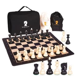 Agirlgle 20'' Tournament Chess Set for Adults and Kids Foldable Silicone Chess Board Game Chess Pieces 3.8'' King Height Portable Travel Chess Set Storage Bag for Outdoor Family Vintage Board Game
