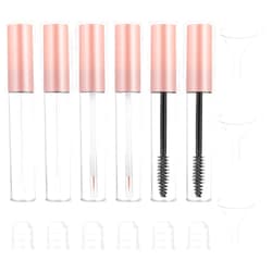 Hariendny 6 Pack Empty Mascara Tube and Wand 10ml Eyeliner Tube Lip Gloss Tubes Refillable Mascara Tube with Funnel Transparent Eyelash Cream Container for castor oil Eyebrow Growth Serum (Pink)