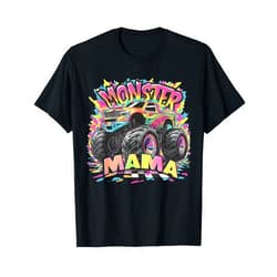 Monster Truck Family tees Monster Truck Mama Graffiti Colorful Truck Lover Mothers Day T-Shirt