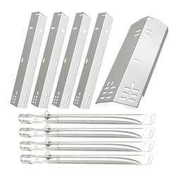 OUTDOOR BAZAAR Set of 5 Replacement Heat Plates and Burners for DynaGlo DGH474CRP, DGH485CRP, DGH474CRP-D, DGH485CRP-D, DGH474CRN-D Models, Dyna Glo Grill Replacement Parts, Stainless Steel