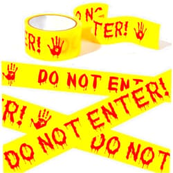 Mlesi Halloween Decorations Caution Tape, Halloween Do Not Enter Tape, 1.9in x 82Ft Roll Yellow Crime Scene Tape, Halloween Scary Hazard Warning Tape, Halloween Party Decorations Indoor Outdoor (Red)
