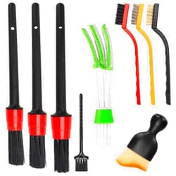 Vidspl Auto Car Detailing Brush Set Car Interior Cleaning Kit Includes 3 Boar Hair Detail Brush,3 Wire Brush, 3 Air Vent Brush for Cleaning Car Interior Exterior, Dashboard Engines Leather Wheel