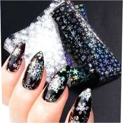 BSBTBZ 10 Sheets Christmas Nail Stickers,Christmas Nail Art Foil Transfer Stickers Nail Art Supplies Holographic Laser Nail Foils Winter Xmas White Snowflakes Nail Decals for Women Girls Manicure Decorations