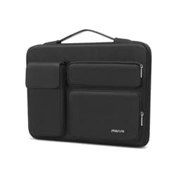 MOSISO 360 Protective Laptop Sleeve 13-13.3 inch, Compatible with MacBook Air 13 / Pro 13 / Pro 14, HP, Dell, Acer, ASUS, Lenovo Notebook, Side Open Bag with 2 Raised&1 Flapover Pockets, Black