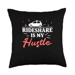 Trendy Ridesharing Transit Collective Awesome Hustle Rideshare Drivers Throw Pillow, 18x18, Multicolor