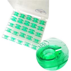 HONEYSEW Green Bobbins Water Colored Bobbins with Thread Hole Compatible with Husqvarna Viking4123078-G,4131825-45,4125615-45 (25pcs/Box Green bobbins)