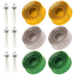 LEIMO KPARTS 2 Inch Bristle Disc,6 Pieces Roloc Bristle Disc Grade - 120# 80# 50# Grit Abrasive Coating Removal Disc for Metal with 1/4 Inch Shank Attachment