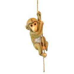 Design Toscano Chico the Chimpanzee Baby Monkey Hanging Indoor/Outdoor Animal Statue, 16 Inch Long, Cast Stone Resin, Brown Painted Finish