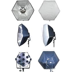 Ardinbir Studio Photography 7 Head Fluorescent Continuous Lamp Light Bulb Socket Panel with barndoor & Soft Diffuser