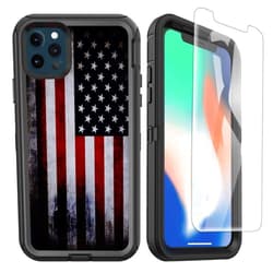 OTTARTAKS Compatible for iPhone 12 Pro Max Case with Screen Protector Red Old American Flag Design for Men Boys Full Body Heavy Duty Shockproof Protective Case for iPhone 12 Pro Max