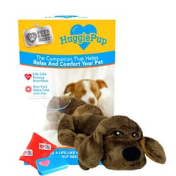 Pets Know Best presents HuggiePup - Cuddly Puppy Behavioral Aid Toy, Great for Crate Training- Pulsing Heartbeat, Heating Pack- Chocolate Dog