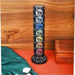 Ajuny Marble Incense Stick Tower Burner Elephant Carving Round Tealight Candle Stand Black Incense Stick Holder with Ash Catcher for Yoga Meditation Fragrance Home and Office Décor (10.5 Inch)