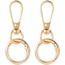 OIIKI 2 Sets Swivel Clasp Clip, Metal Swivel Snap Hooks, Double Opening Key Chain Clip with Key Ring for DIY Crafts, Jewelry Clasps, Lanyard Making -Light Gold