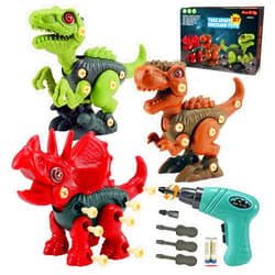 FREE TO FLY Dinosaur Toys Gifts for 3 4 5 6 7 8 Year Old Boys: Stem Dinosaur Toy for Kids 3-5 Girls Toddler Building Learning Eductional Take Apart Dino Toys with Electric Drill Birthday