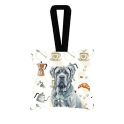 Caroline's Treasures Blue Neapolitan Mastiff Coffee Bar Hanging Square Fabric Ornament 3.5 × 3.5 Decorative Door-Knob & Tree Hanger, Soft Fabric