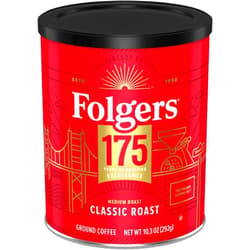 Folgers Classic Medium Roast Ground Coffee, 10.3 Oz 175th Anniversary Limited Edition Metal Can