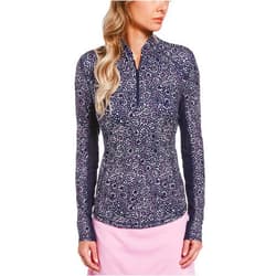 PGA TOUR Women's Tie Dye Floral Print 1/4 Zip Long Sleeve Golf Polo