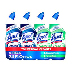 Lysol Toilet Bowl Cleaner, Max Strength Bathroom Cleaning Supplies, Clinging Gel, Disinfecting and Deodorizing, Bleach Free, Atlantic Fresh + Forest Rain 24 oz (4 ct)
