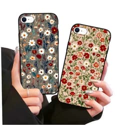 Zrutru 2 Pack Vintage Floral Phone Cases for iPhone SE 2020/SE 2022/7/8 Aesthetic Pattern Retro Flower Branch Pattern for Girls Women,Fashion Soft Slim TPU Funda for iPhone 7 4.7 Inch