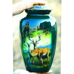 A-F LUXURY HANDICRAFTS Deer Cremation Urn, Adult Deer Urn, Hunting Urn, Forest Memory Ashes Handamde Male - Female Large Urns Ideal for Gifting (220 Cubic in) by A-F Luxury Handicraft, Standard, Green, SHADE-14