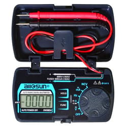 Allsun ALLOSUN Digital Multimeter Pocket Size DC AC Voltage Current Tester NCV Ohm Capacitance Frequency Diode and Continuity Test Auto Range (EM3085A (Upgraded))
